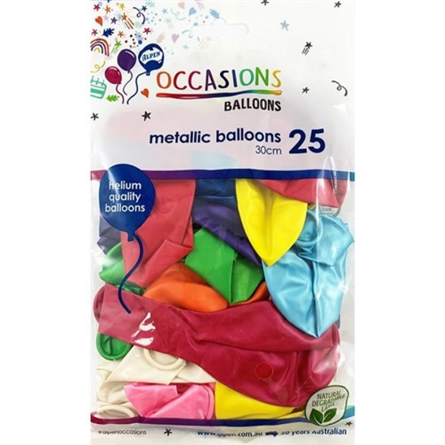 Telephones & Accessories | Alpen Alpen Balloons 30Cm Metallic Assorted Colours Pack Of 25