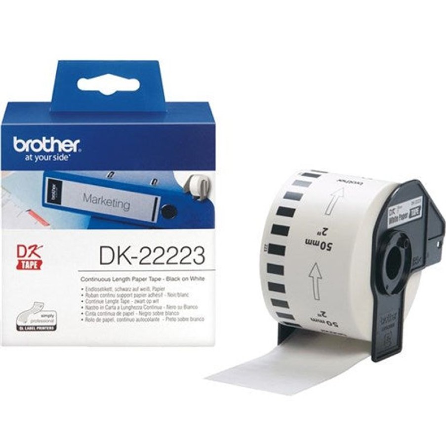 Telephones & Accessories | Brother Brother Dk-22223 White Continuous Paper Label Roll 50Mm X 30.48M