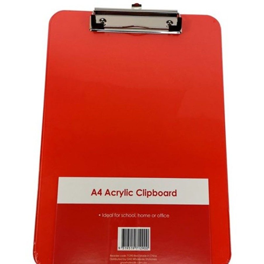 Binders & Folders | Stat Stat Clipboard A4 Acrylic Red