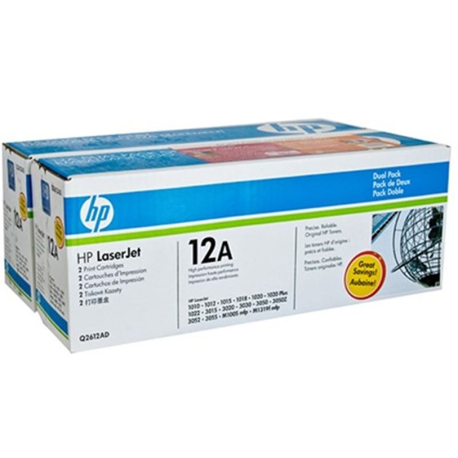 Toner | HP Hp 12A Laserjet Toner Cartridge Twin Pack Black Q2612Ad