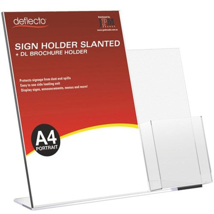 Brochure Holders | Deflecto Deflecto Sign Holder Slanted A4 Sign Holder With Side Mount Dl Brochure Holder Portrait