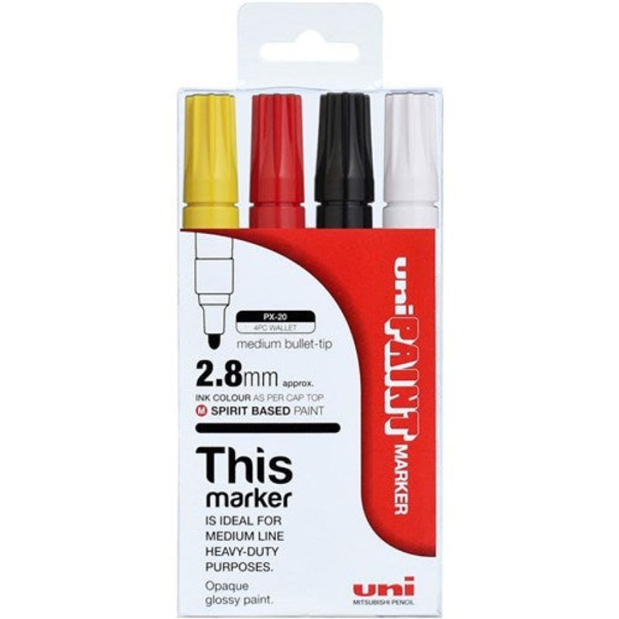 Markers & Highlighters | Uni-Ball Uni-Ball Px-20 Paint Marker Bullet 2.8Mm Assorted Colours Pack Of 4