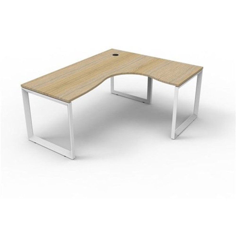 Office Furniture | RapidLine Rapidline Deluxe Infinity Corner Workstation Loop Leg 1800/1500Wx750Mmd Oak/White