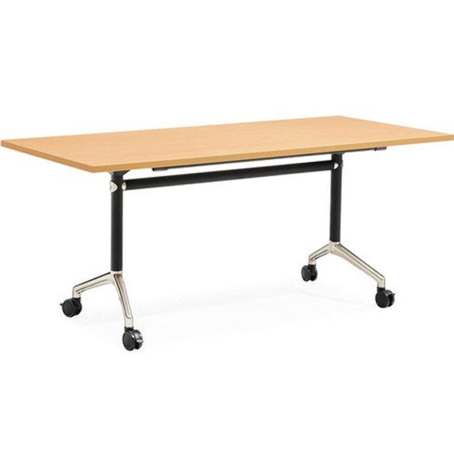 Office Furniture | RapidLine Rapidline Typhoon Flip Top Table 1800W X 750D X 750Mmh Beech Top Black Frame