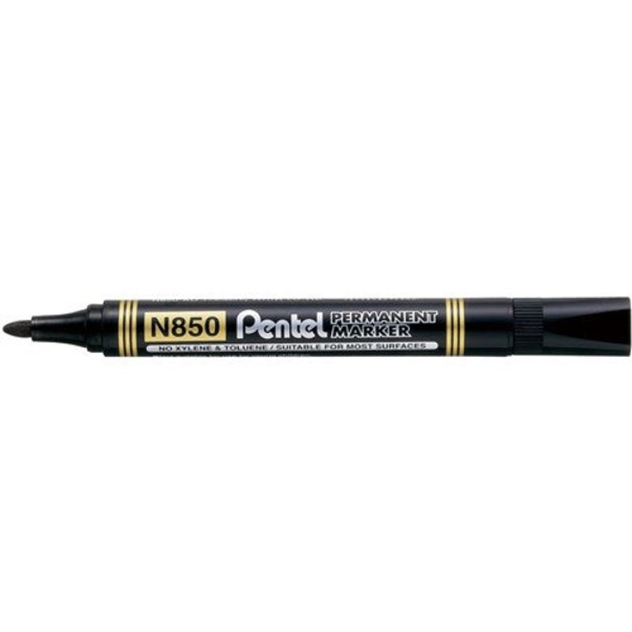 Markers & Highlighters | Pentel Pentel N850 Permanent Marker Bullet 1.5Mm Black Pack12