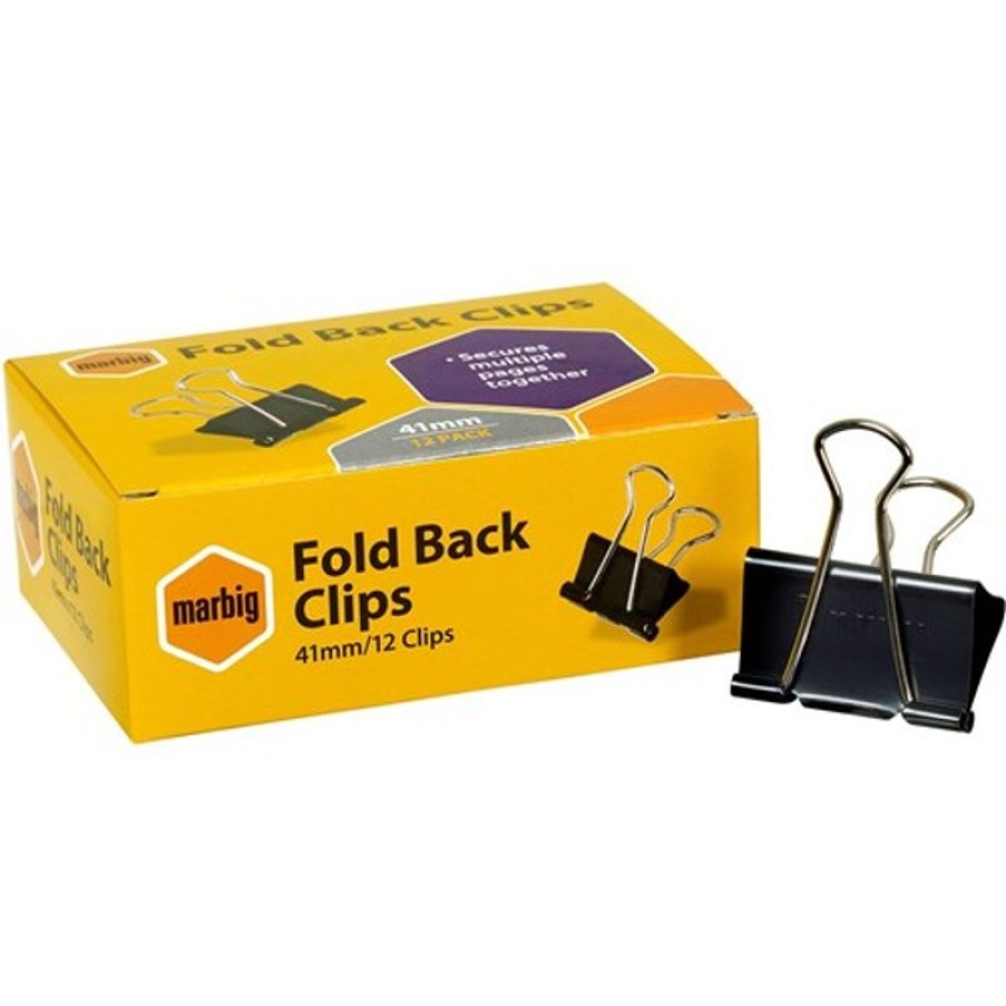 Clips & Fasteners | Marbig Marbig Foldback Clips 41Mm Black Box Of 12