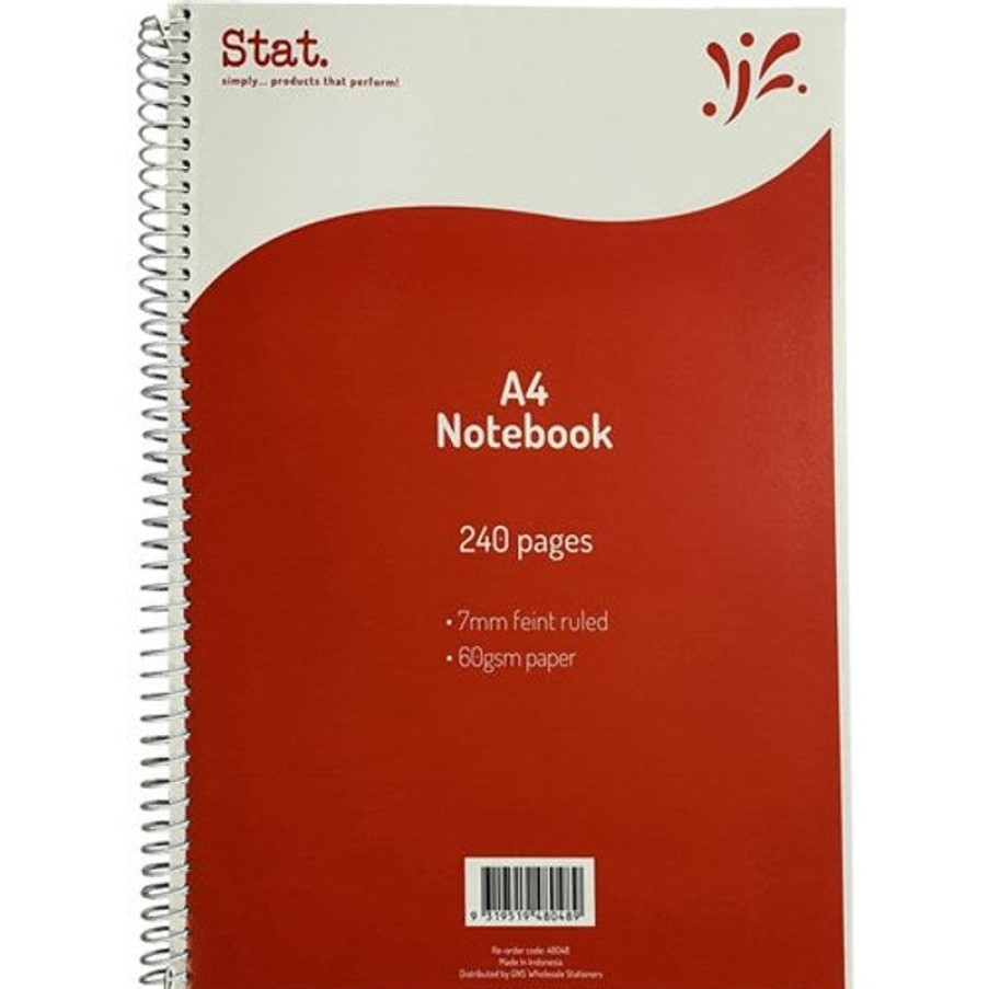 Paper, Post & Books/Books | Stat Stat Notebook Spiral A4 7Mm Ruled 60Gsm 240 Page Red