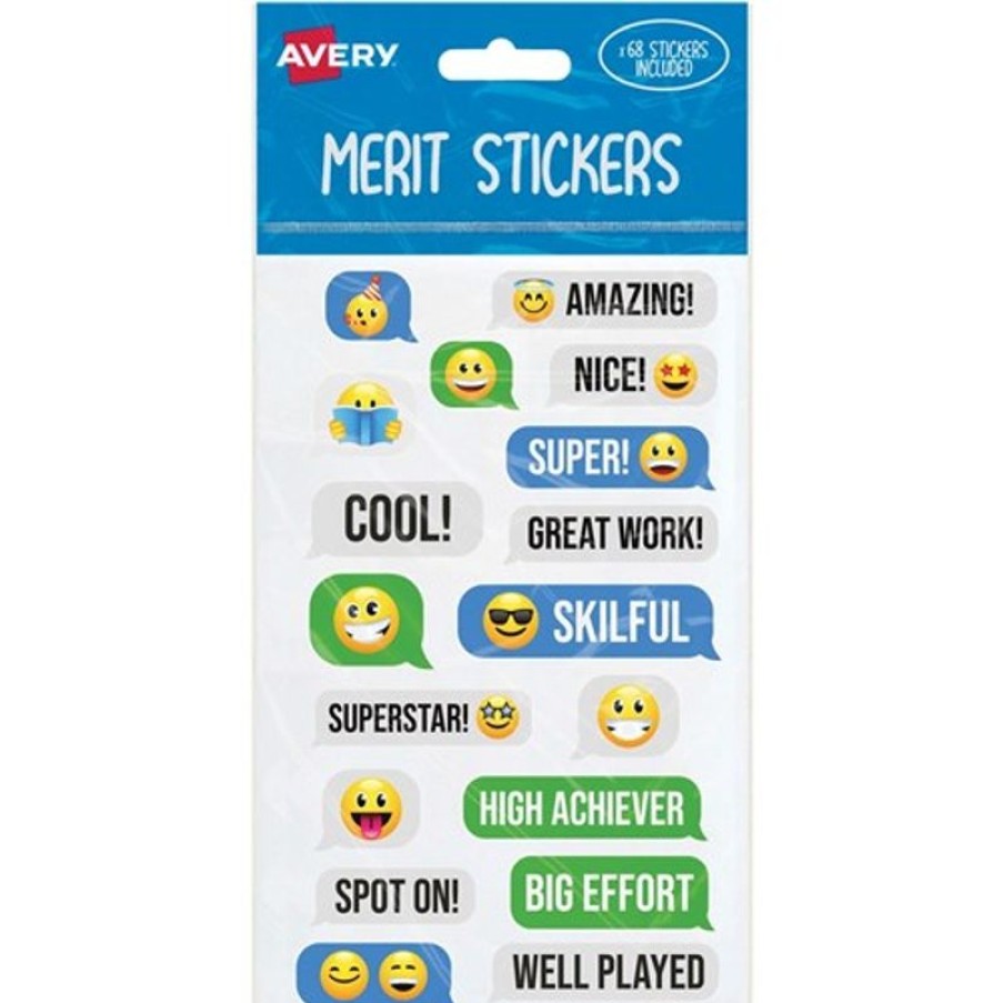 Telephones & Accessories | Avery Avery Merit Stickers Messaging Emoji 13 Designs Assorted Colours 68 Stickers