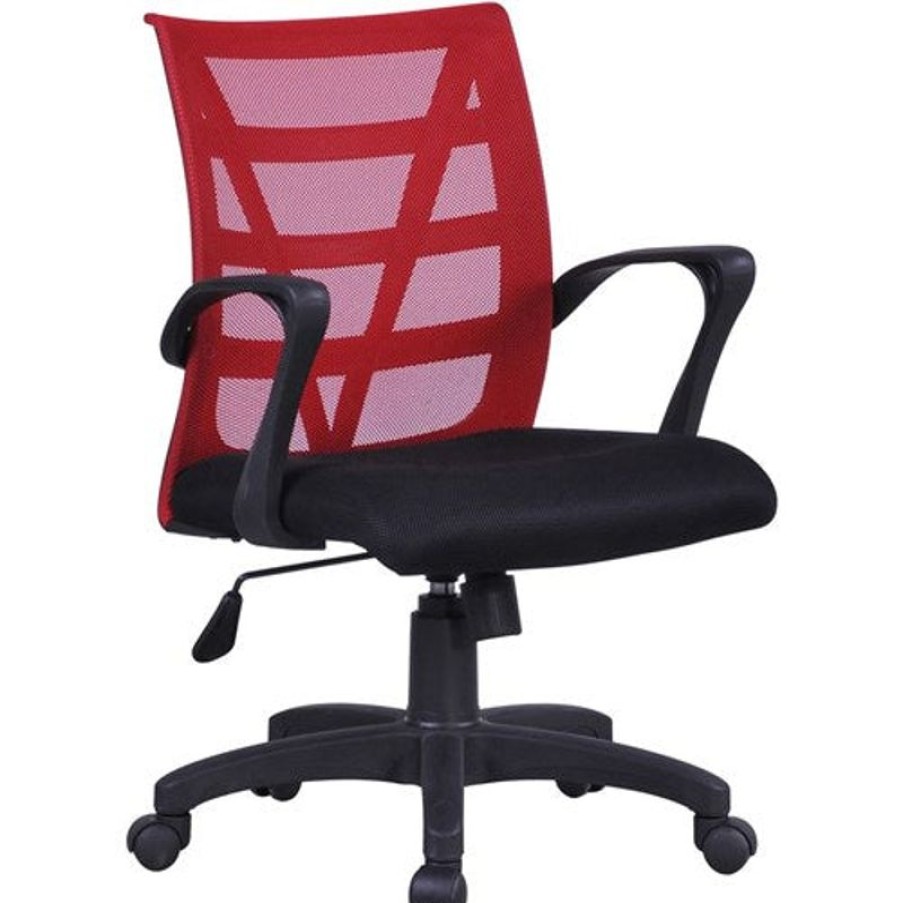 Chairs & Accessories | RapidLine Rapidline Vienna Office Chair Medium Mesh Back With Arms Fabric Seat Red Mesh Back