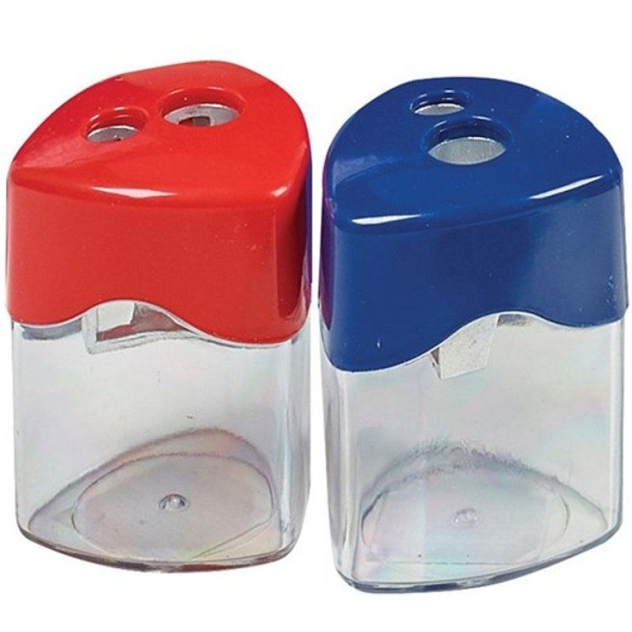 Pencils | Stat Stat Sharpener Double Hole Metal With Clear Canister Assorted