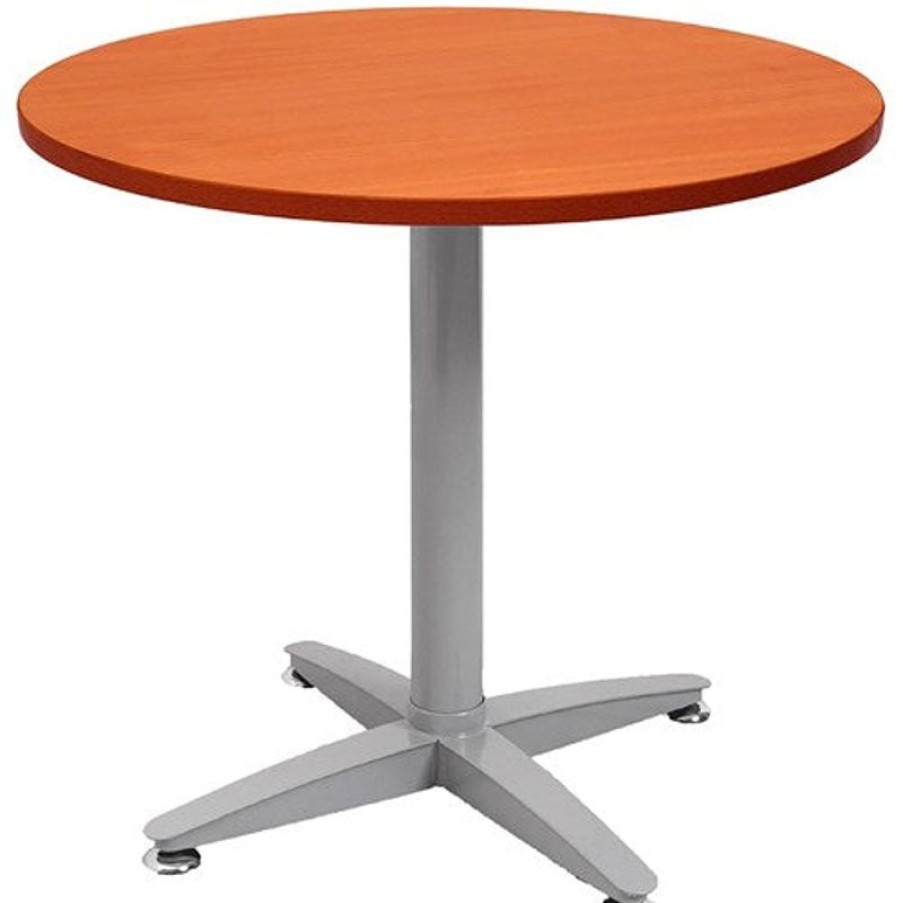 Office Furniture | RapidLine Rapidline 4 Star Round Table 900D X 730Mmh Cherry Top Silver Base