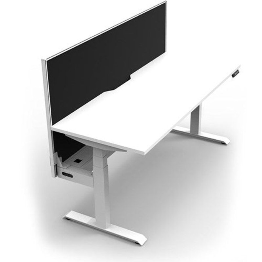 Office Furniture | RapidLine Rapidline Boost+ Single Sided Workstation + Screen + Tray 1200Wx750Dx1330Mmh White/White