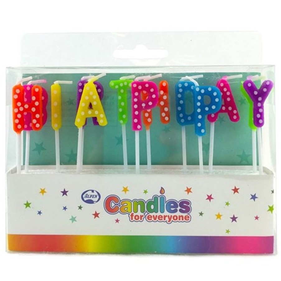 Telephones & Accessories | Alpen Alpen Candle Happy Birthday Bright Polka Dots Assorted Colours