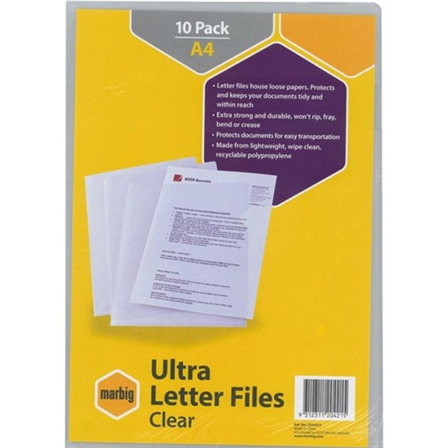 Files | Marbig Marbig Letter Files A4 Polypropylene Ultra Clear Pack Of 10