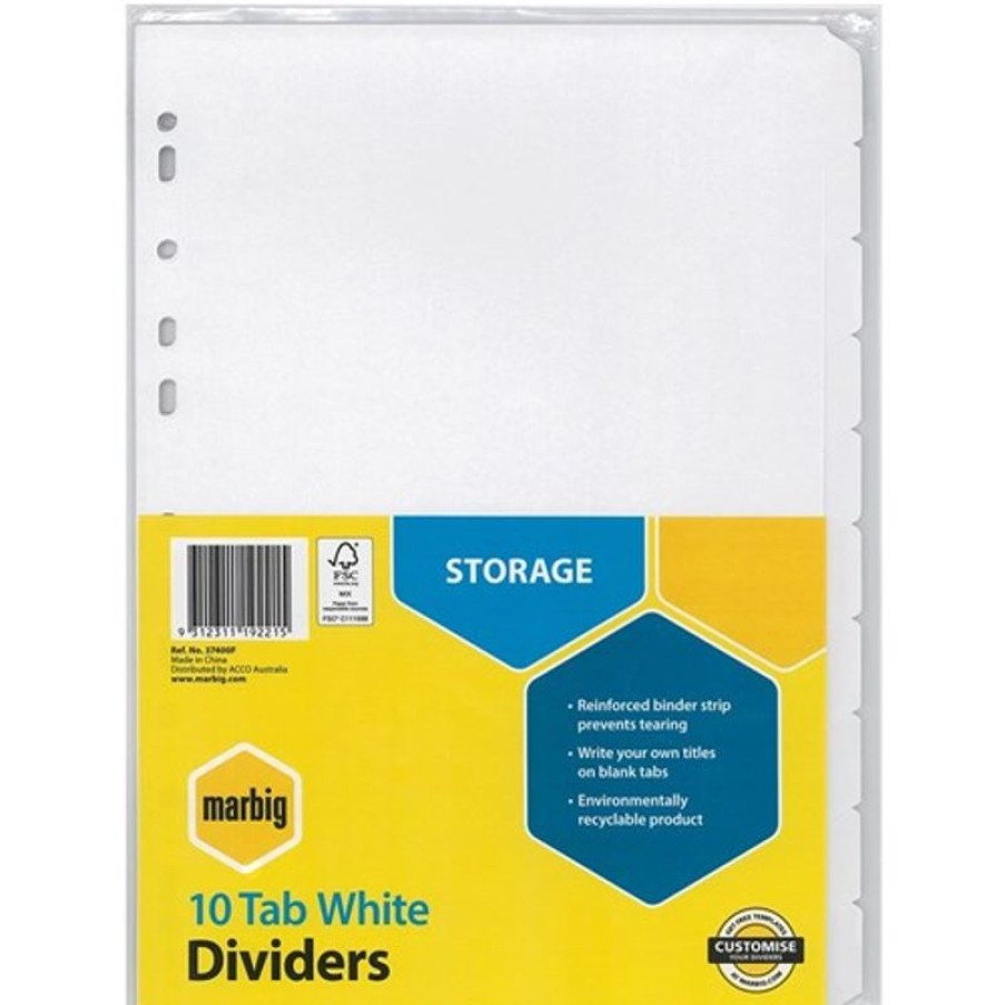 Dividers | Marbig Marbig Manilla Indices & Dividers A4 10 Tab White