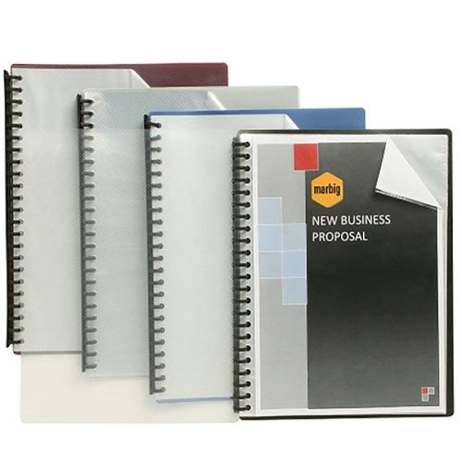 Binders & Folders | Marbig Marbig Display Book A4 Clear Front Refillable 20 Pocket Black