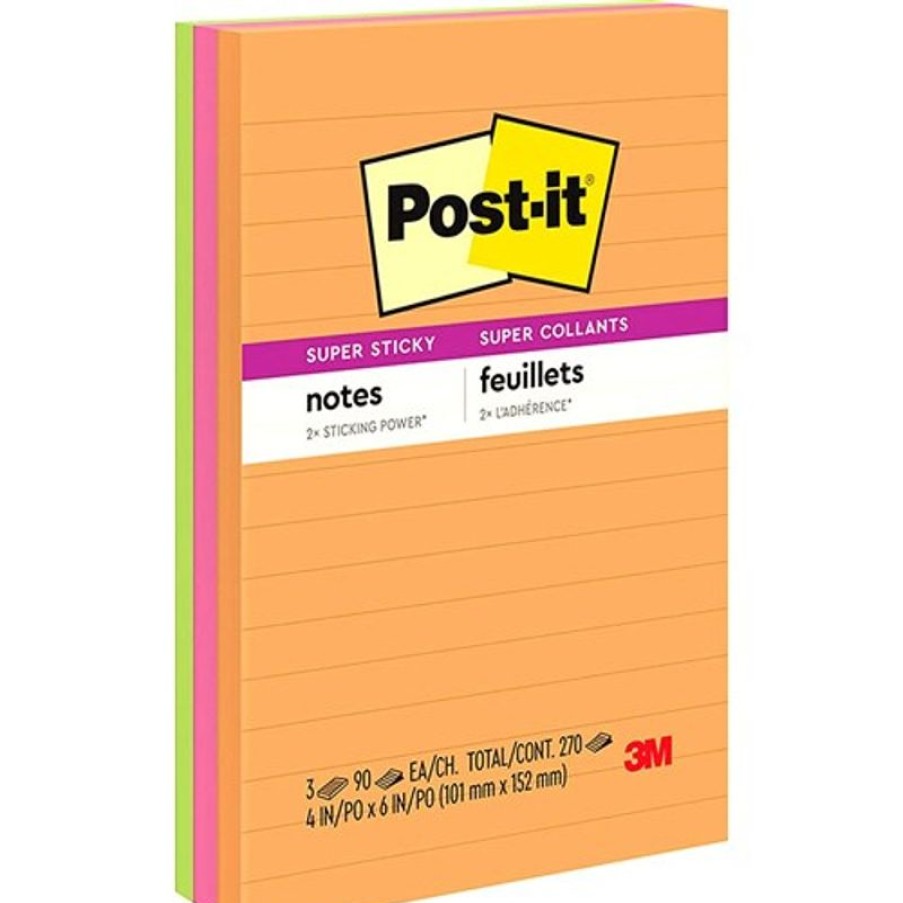 Notes & Flags | Post-It Post-It 660-3Ssuc Super Sticky Notes 98Mmx149Mm Energy Boost Pack Of 3