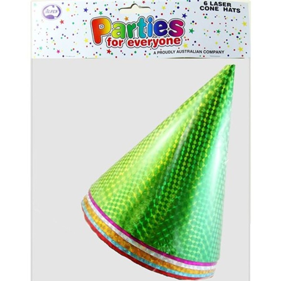 Telephones & Accessories | Alpen Alpen Birthday Party Hats Laser Cone Assorted Colours Pack Of 6