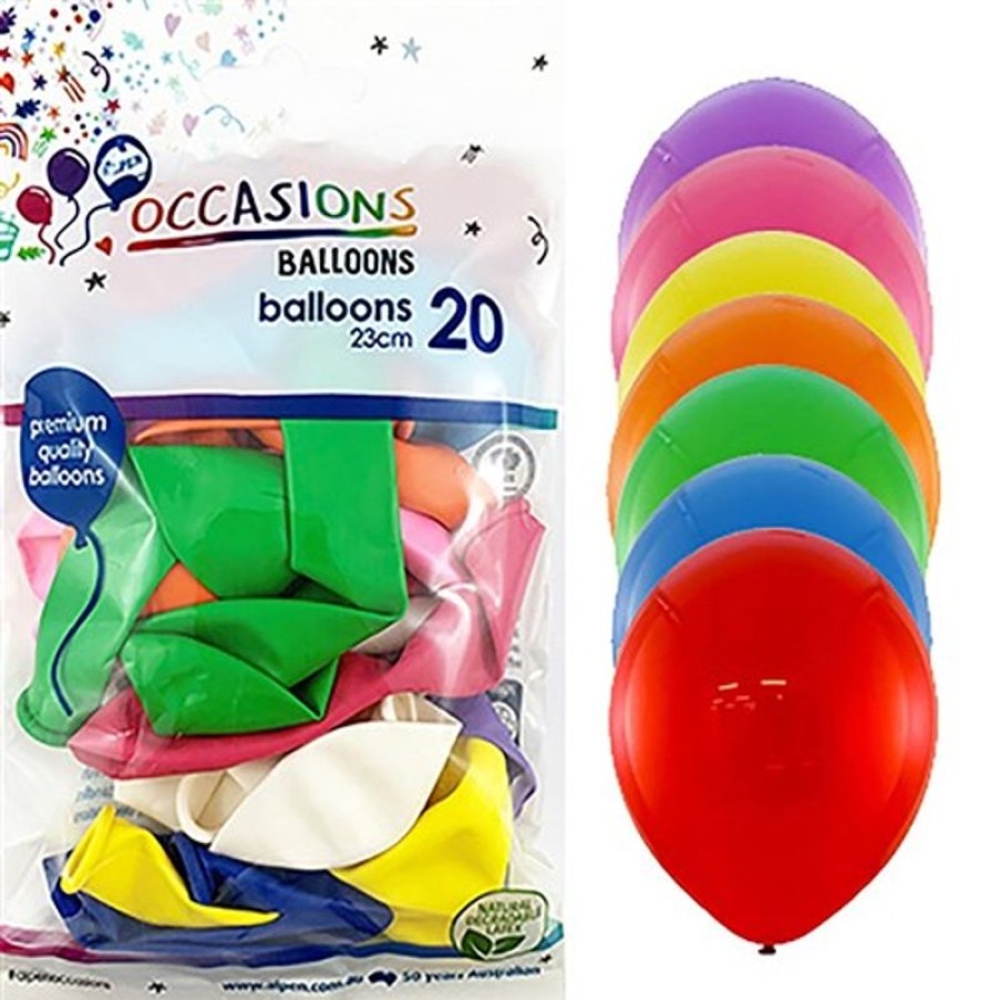 Telephones & Accessories | Alpen Alpen Balloons 23Cm Assorted Colours Pack Of 20