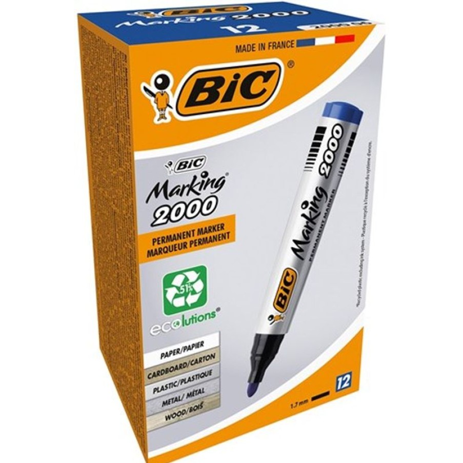 Telephones & Accessories | Bic Bic 2000 Marking Permanent Markers Bullet 1.7Mm Blue Pack Of 12