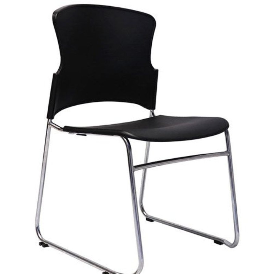 Chairs & Accessories | RapidLine Rapidline Zing Visitor Chair Chrome Sled Base Black Seat