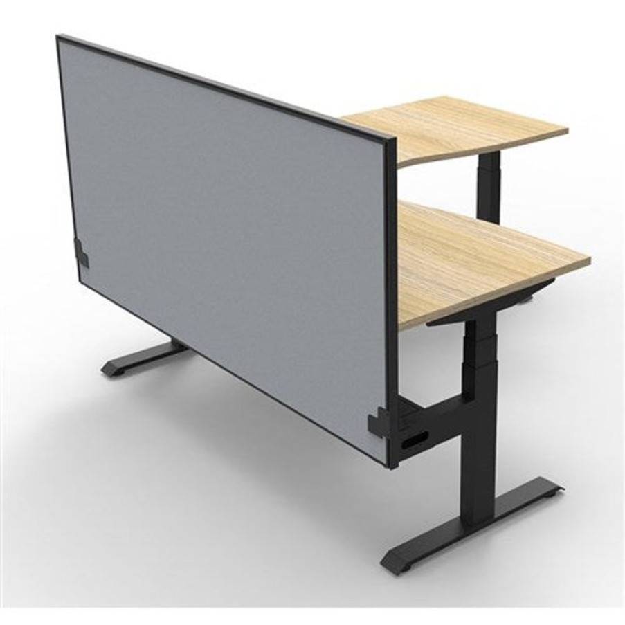 Office Furniture | RapidLine Rapidline Boost+ Corner Workstation + Screen + Cable Tray 1800/1500Mmw Oak/Black