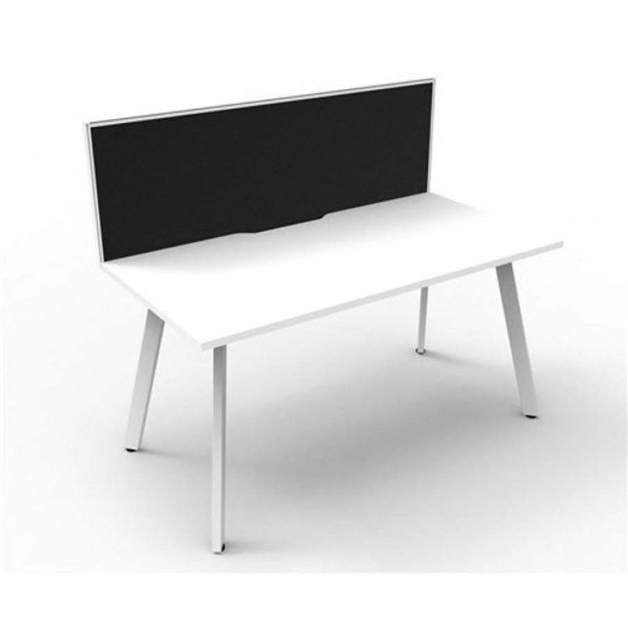 Office Furniture | RapidLine Rapidline Eternity Workstation Single Sided With Screen 1200W X 780D X 1200Mmh White/White