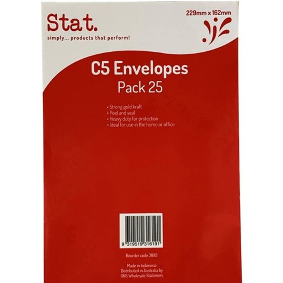 Envelopes & Post Accessories | Stat Stat Peel And Seal Envelope C5 Kraft Pack Of 25