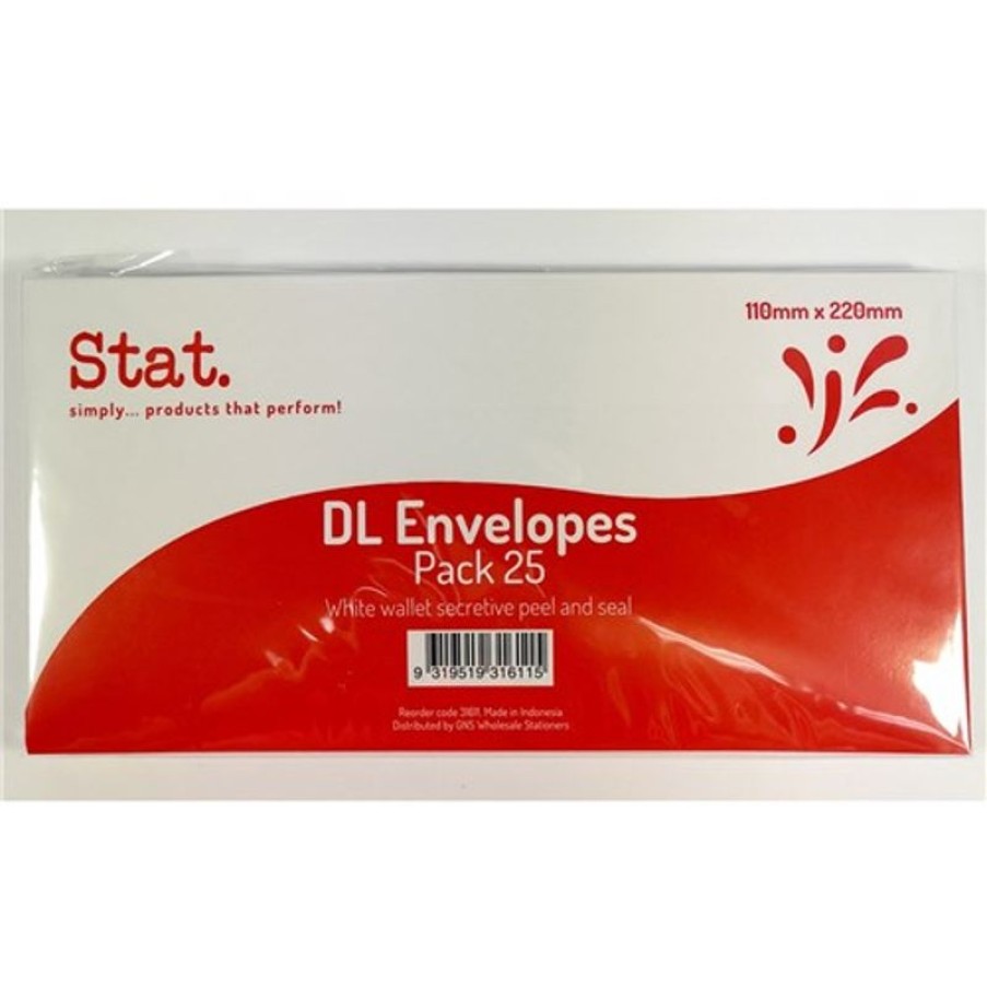 Envelopes & Post Accessories | Stat Stat Peel And Seal Envelope Dl Secretive White Pack Of 25