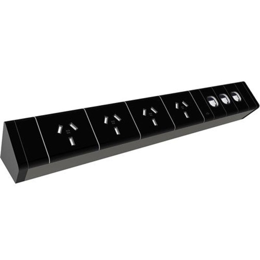 Office Furniture | RapidLine Rapidline Athena Power Rail Kit 4 Gpo + 3 Data Provisions 1M Lead Black