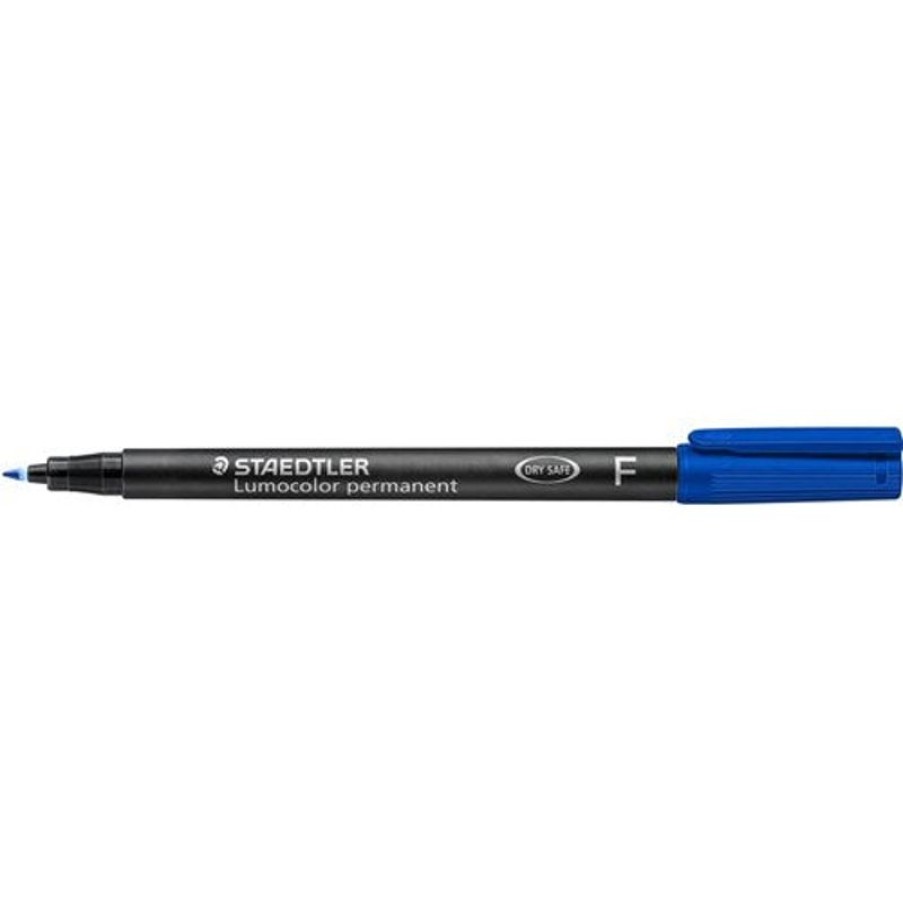 Markers & Highlighters | Staedtler Staedtler 318 Lumocolor Pen Permanent Fine 0.6Mm Blue Box Of 10