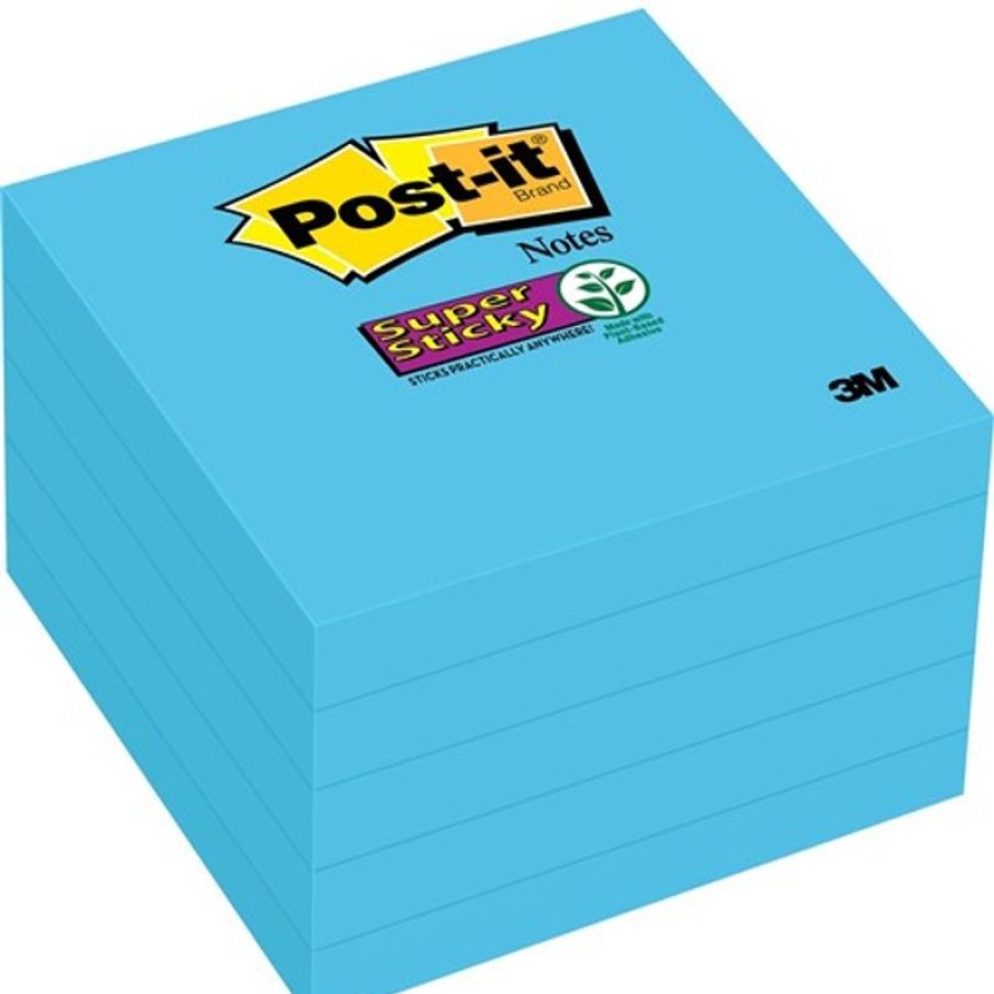 Notes & Flags | Post-It Post-It 654-5Ssbe Super Sticky Notes 76X76Mm Electric Blue Pack Of 5 Pads