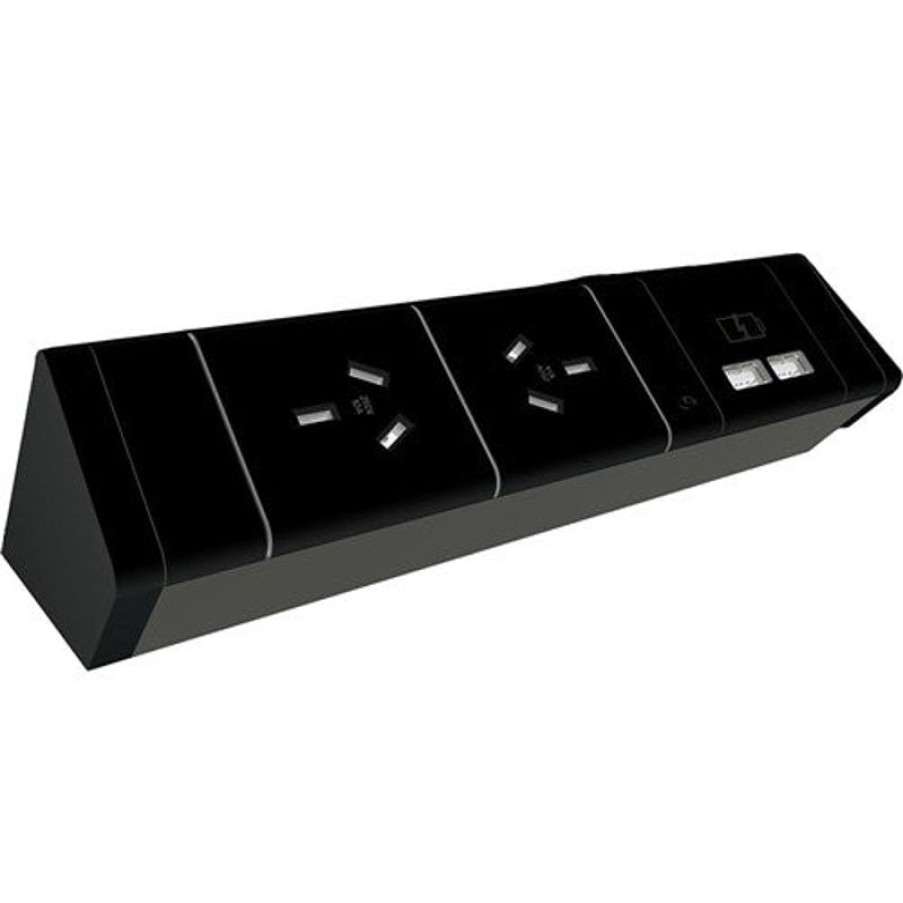 Office Furniture | RapidLine Rapidline Athena Power Rail Kit 2 Gpo + 2 Usb 500Mm Lead Black