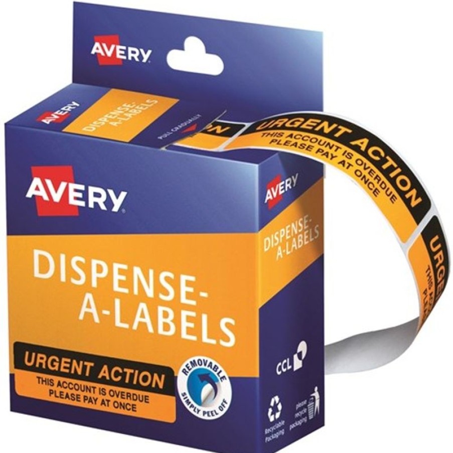 Telephones & Accessories | Avery Avery Removable Dispenser Labels 19X64Mm Urgent Action Orange Pack Of 125