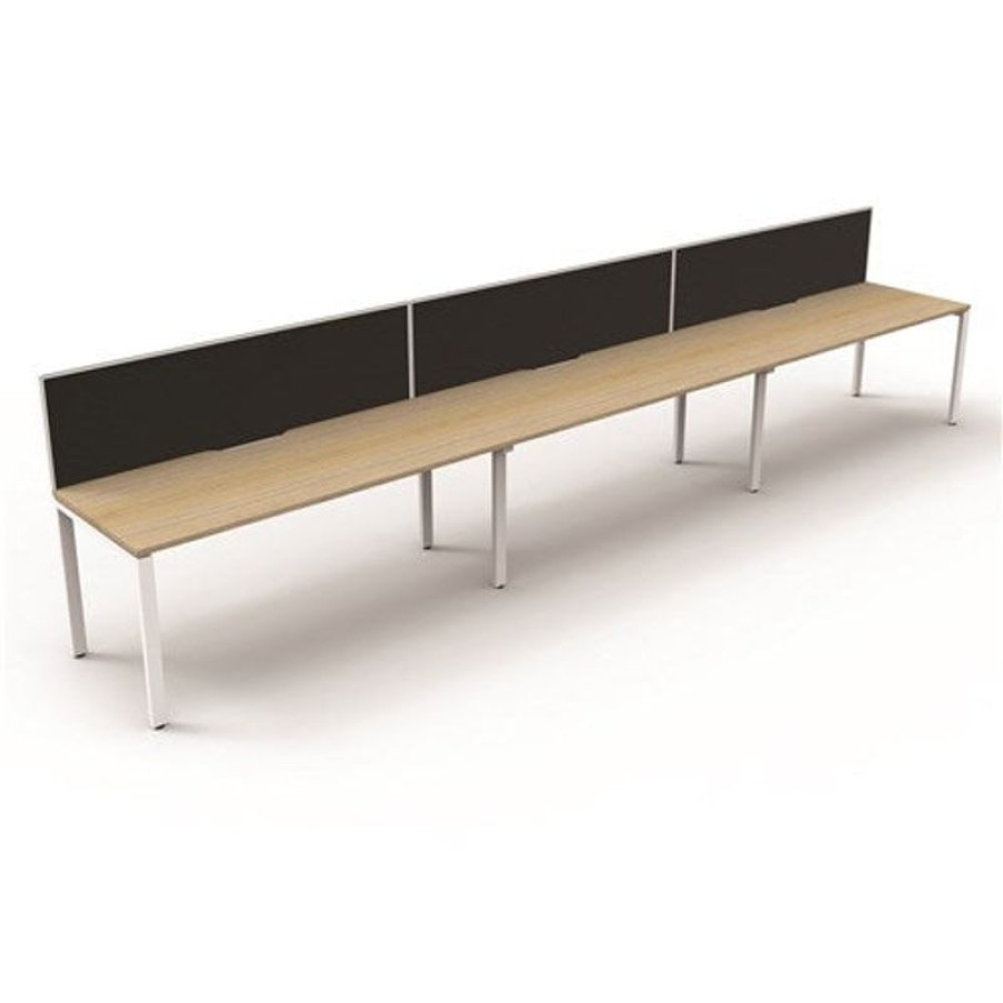 Office Furniture | RapidLine Rapidline Deluxe Infinity Desk Profile Leg One Sided + Screen 3 Person 5400Mmw Oak/White