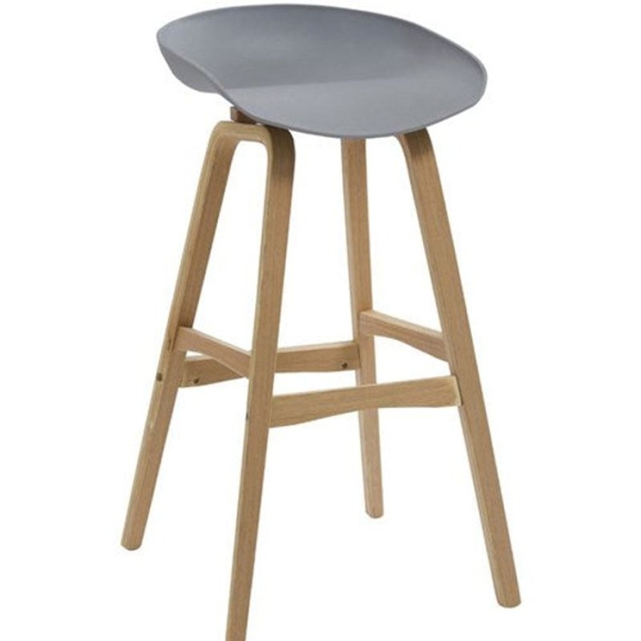 Chairs & Accessories | RapidLine Rapidline Virgo Bar Stool Oak Coloured Timber Frame With Polypropylene Grey Shell Seat