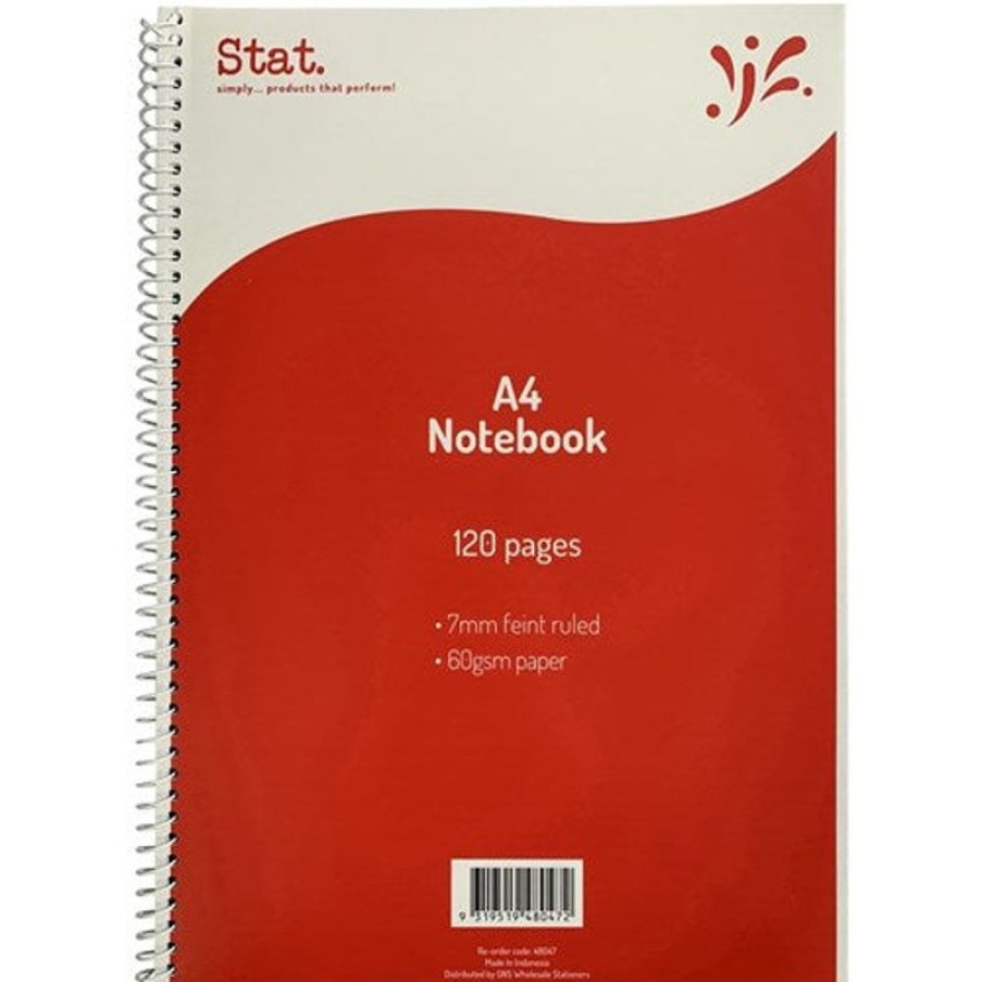 Paper, Post & Books/Books | Stat Stat Notebook Spiral A4 7Mm Ruled 60Gsm 120 Page Red