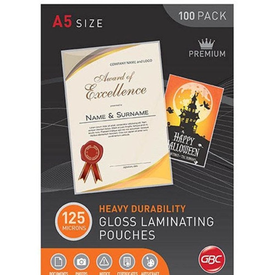 Laminating Accessories | GBC Gbc Laminating Pouches A5 125 Micron Gloss Pack Of 100