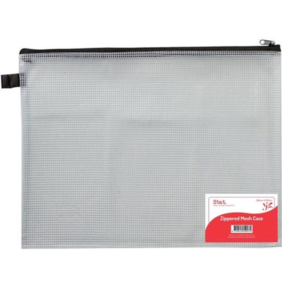 Pencils | Stat Stat Mesh Case Transparent Mesh 360X270Mm Black Zipper