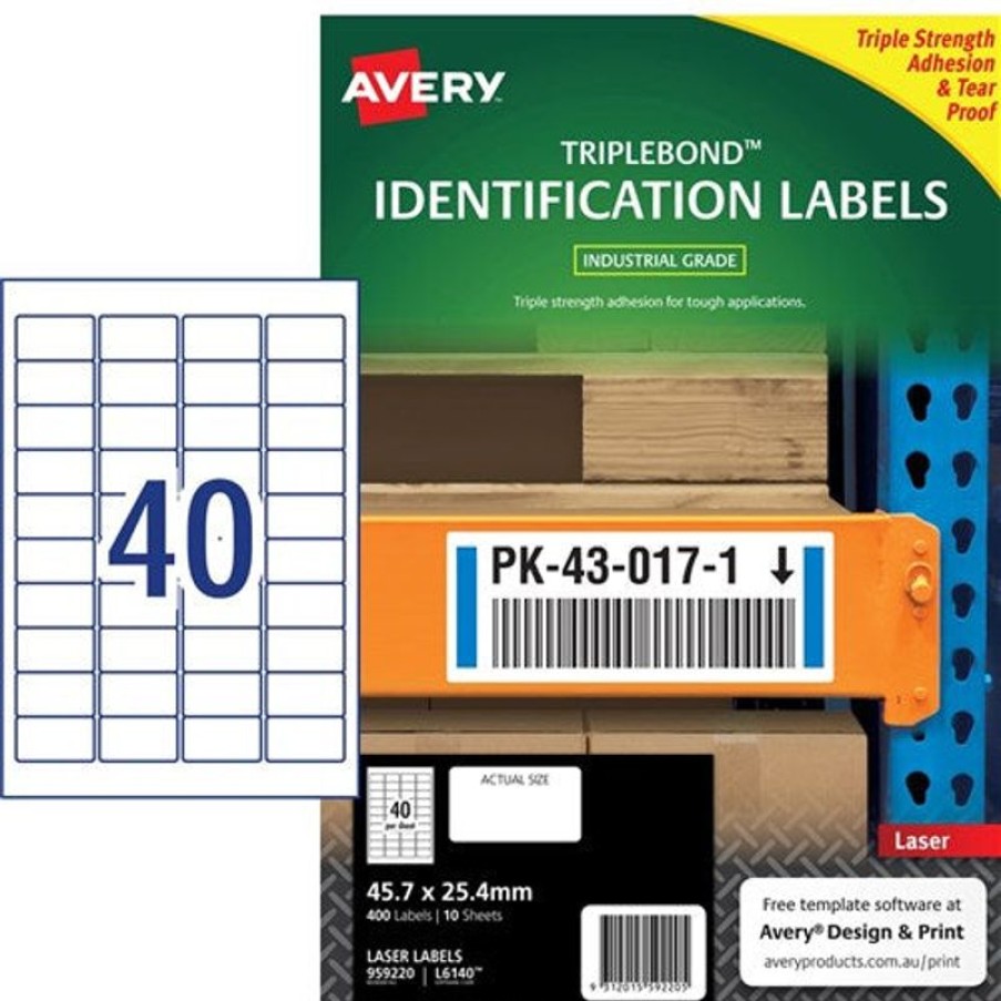 Telephones & Accessories | Avery Avery Triplebond Laser Labels Identification White L6140 45.7X25.4Mm 40Up 400 Labels