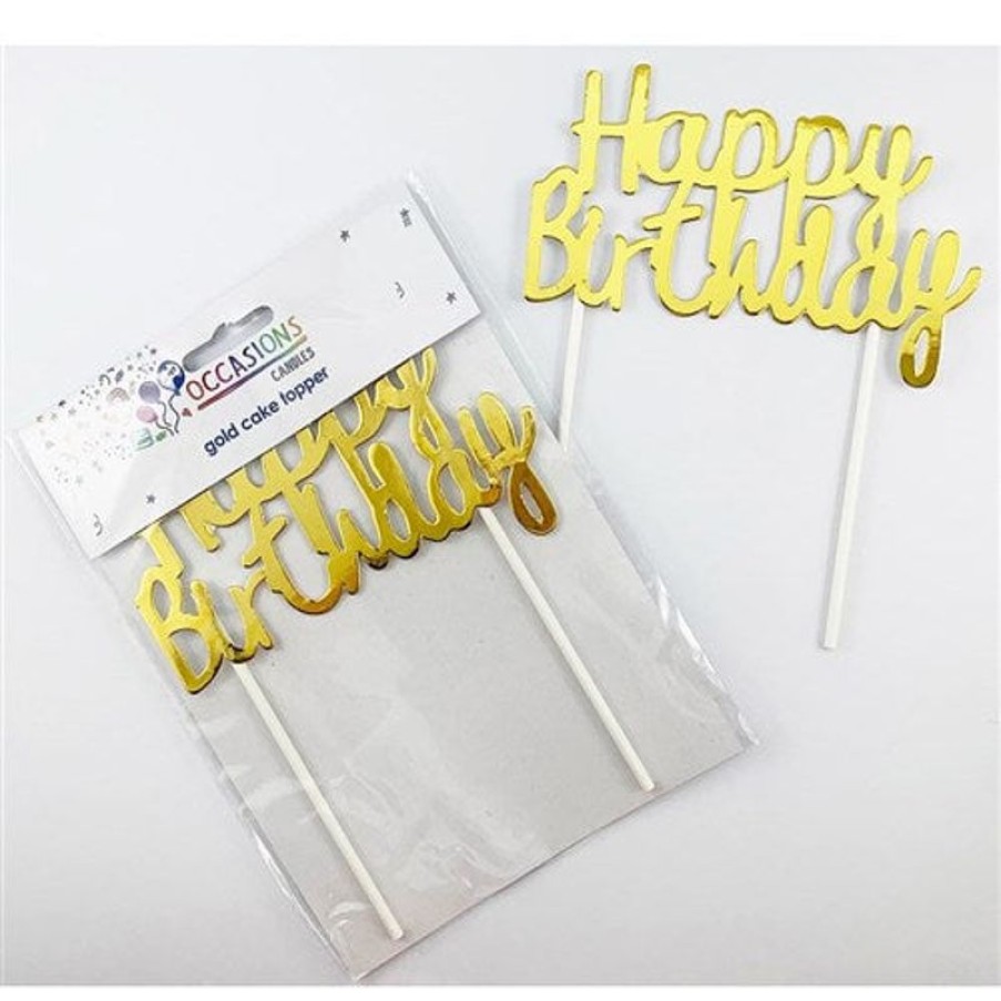 Telephones & Accessories | Alpen Alpen Happy Birthday Cake Topper 135Mm H X 100Mm W Metallic Gold