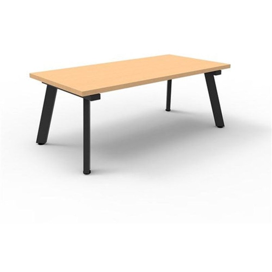 Office Furniture | RapidLine Rapidline Eternity Coffee Table 1200W X 600D X 450Mmh Beech Top Black Base