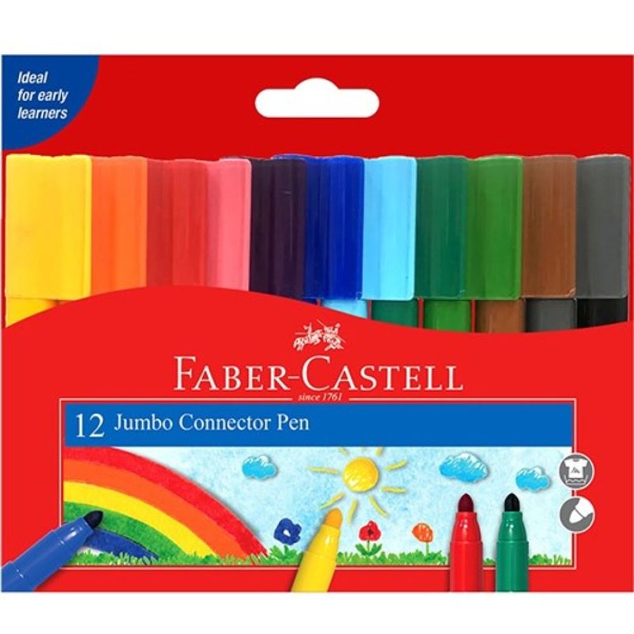 School Supplies/Art & Craft | Faber-Castell Faber-Castell Connector Marker Jumbo Bullet Assorted Wallet Of 12