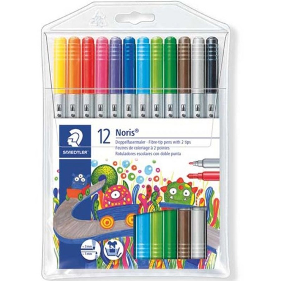 Markers & Highlighters | Staedtler Staedtler 320 Noris Twin Fibre Tip Fine 1Mm Broad 3Mm Assorted Wallet 12