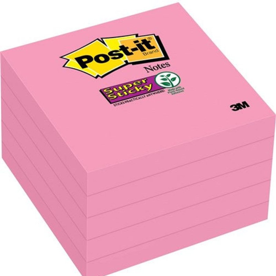 Notes & Flags | Post-It Post-It 654-5Ssnp Super Sticky Notes 76X76Mm Neon Pink Pack Of 5