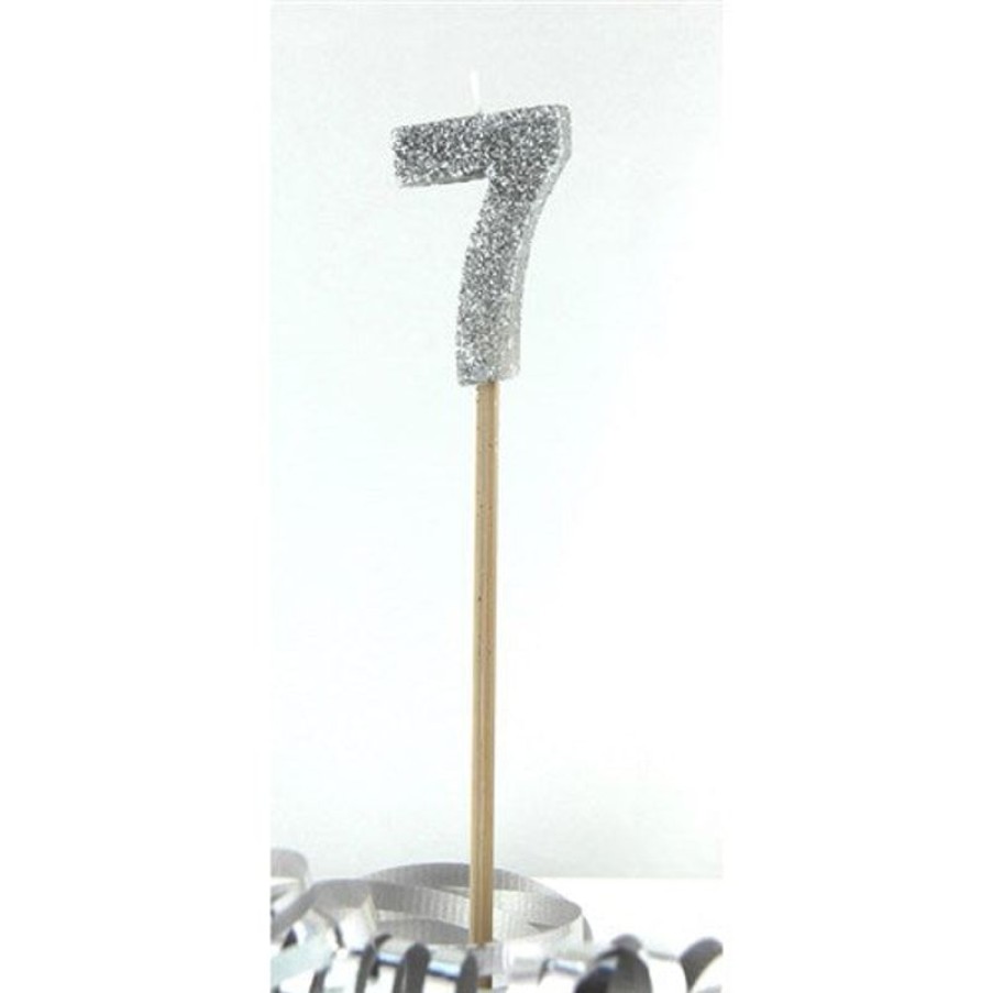 Telephones & Accessories | Alpen Alpen Candle Long Stick Glitter No. 7 Silver