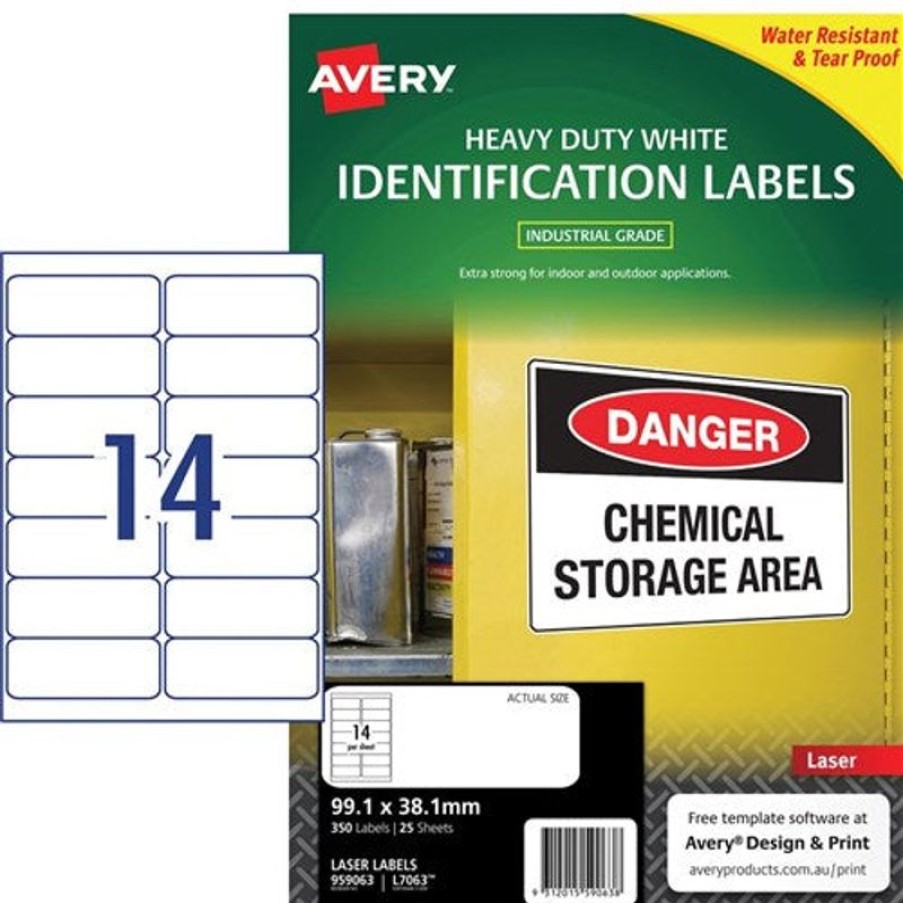 Telephones & Accessories | Avery Avery Identification Laser Heavy Duty White L7063 99.1X38.1Mm 14Up 350 Labels