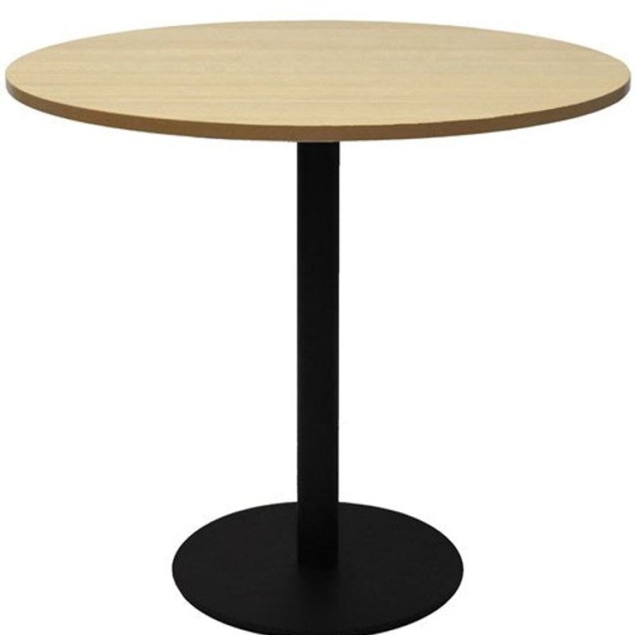 Office Furniture | RapidLine Rapidline Disc Base Round Table 900D X 755Mmh Oak Top Black Base