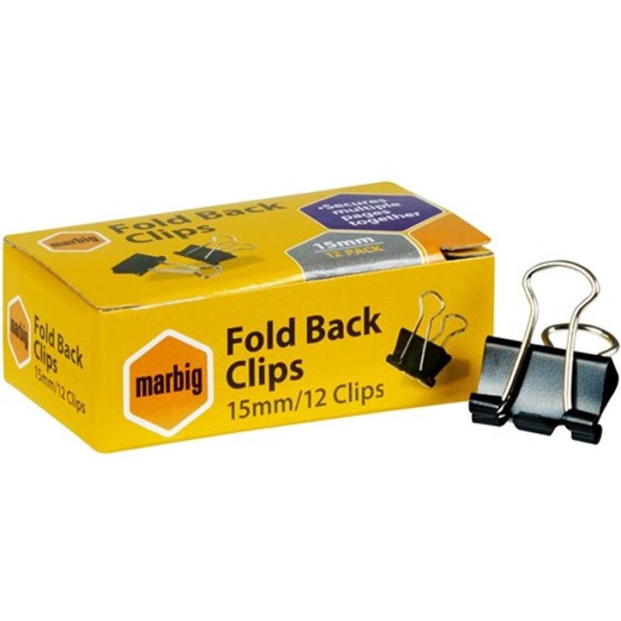 Clips & Fasteners | Marbig Marbig Foldback Clips 15Mm Black Box Of 12