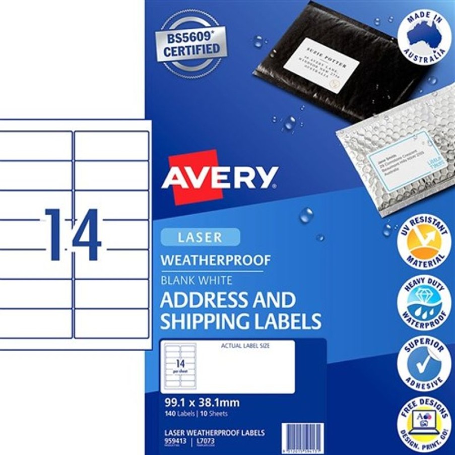 Telephones & Accessories | Avery Avery Weatherproof Address & Shipping Laser White L7073 99.1X38.1Mm 14Up 140 Labels